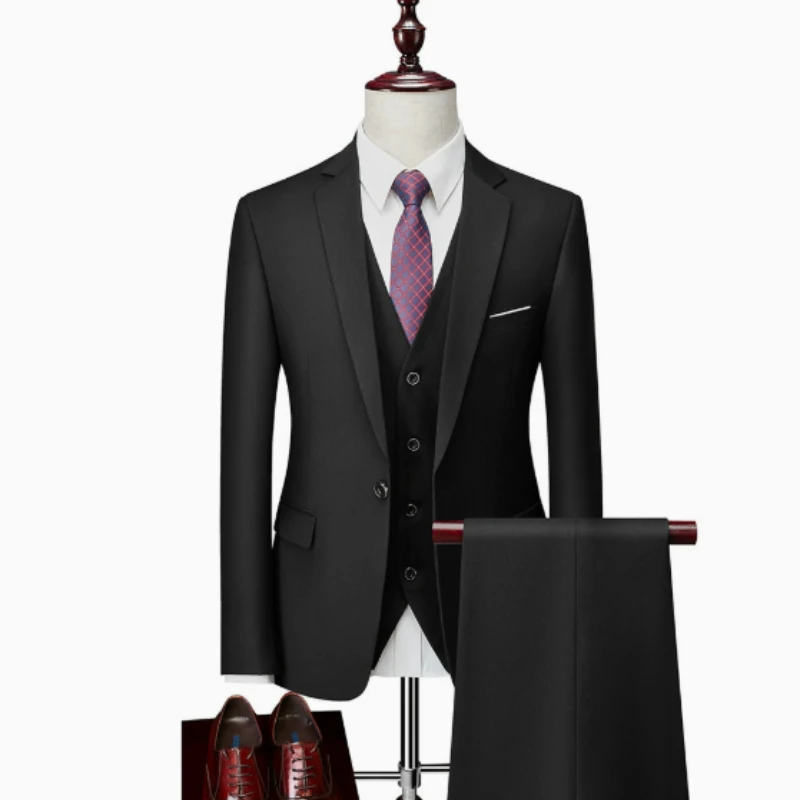 

2026 Single Breasted Men's Business Suit Three Piece Set Formal Wedding Groom Four Seasons