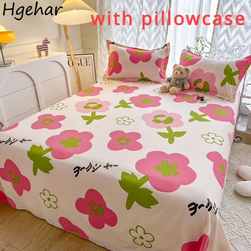 Bedding Sets Fashion Modern Flat Sheets with Pillow Case Comfortable Skin-friendly Breathable Household Bedroom Washable Ins