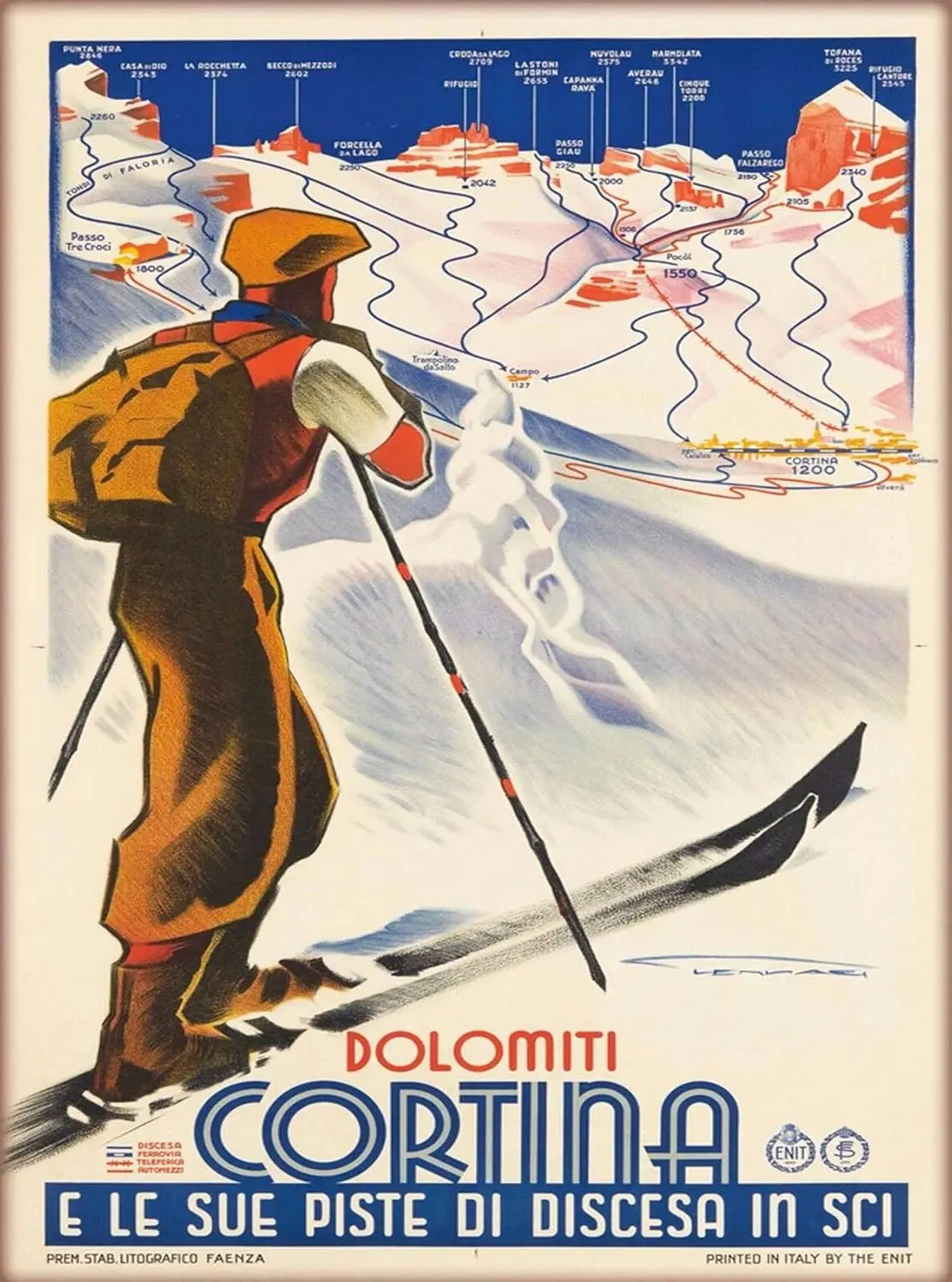 TYmall Metal Wall Art Dolomiti Cortina Ski Skiing Vintage Italy Travel Advertisement Poster Print Vintage Decor Metal Poster Tin