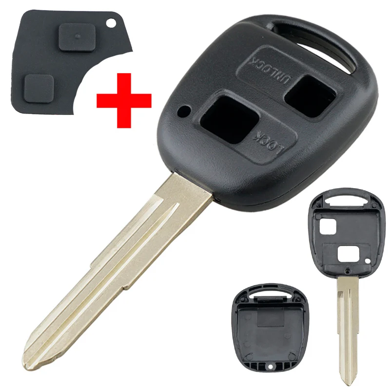 

Smart Car Remote Key Shell Auto Car Key Case Replacement with TOY41 Uncut Blade and Rubber Button Pad Fit for Toyota Yaris