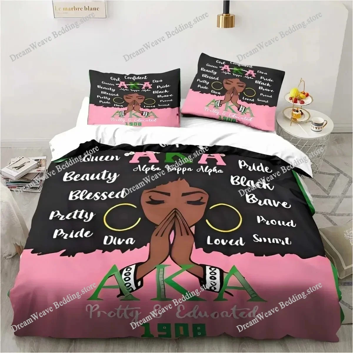 

3D Print Alpha Sorority Kappa Alpha AKA Bedding Set Single Twin Full Queen King Size Bed Set Aldult Kid Bedroom Luxury Gift