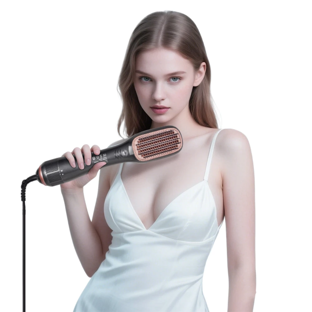 Custom Professional Salon 2-in-1 Ionic Ceramic Electric Straightener & Comb Hot Hair Styler Brush