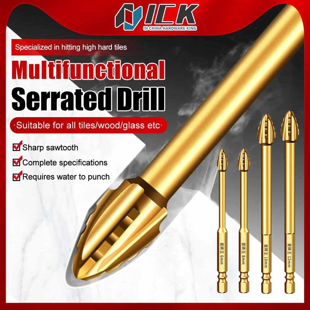 High-Speed Serrated Drill Bit - Optimized for Hard Tile Porcelain Marble Glass, and More - Double Drilling Speed, No Tile Damage