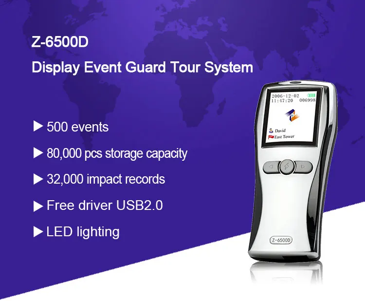 Z-6500D تخصيص 500 حدث معدني Rfid 125Khz 2.4 بوصة شاشة Lcd نظام جولة الحرس مع إضاءة Led #4