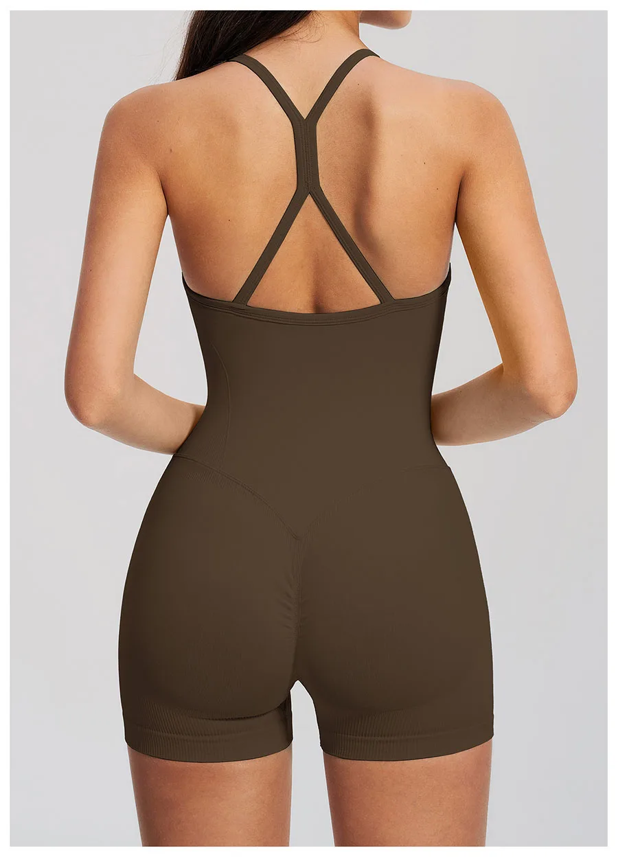 Yoga-Sets Nahtlose Gym-Jumpsuits Damen Einteiliger Sport-Bodysuit Overalls Aktivbekleidung Fitness-Trainingskleidung Kurze Outfits – Detail 10