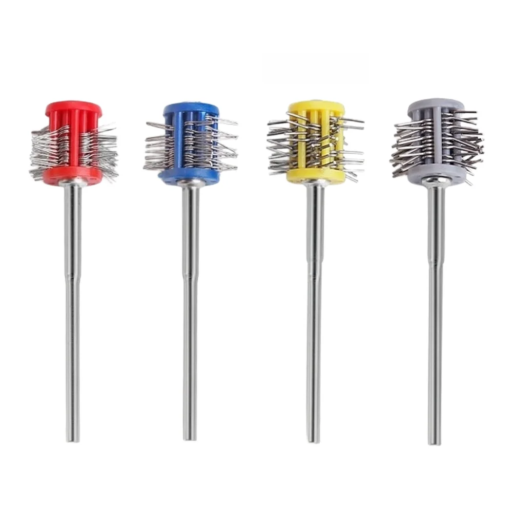 4pcs 2.35mm Handle Sanding Needle Set Fine Wire Polishing Brushes Set For Jewelry Making Metal Polishing Remove Burrs