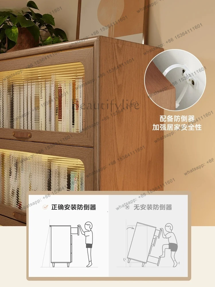 bookcase dust-proof with glass door bookshelf shelf with door floor-to-ceiling living room bookcase antique style - view 2