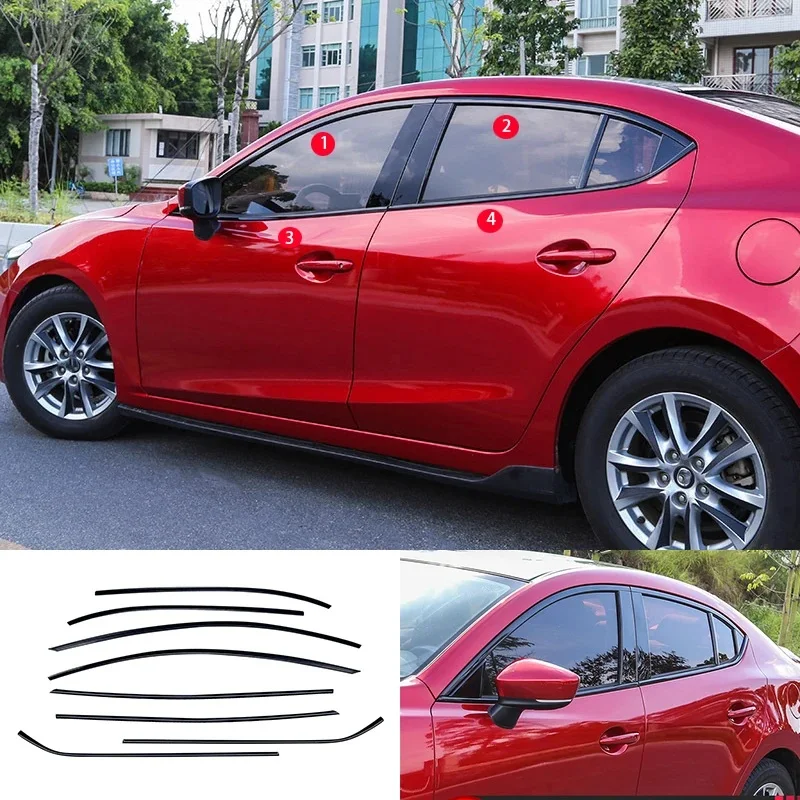 

FIT For Mazda 3 Sedan hatchback 2014-2018 2015 2016 Stainless steel black Exterior Window Molding Strip Sill side Cover Trim