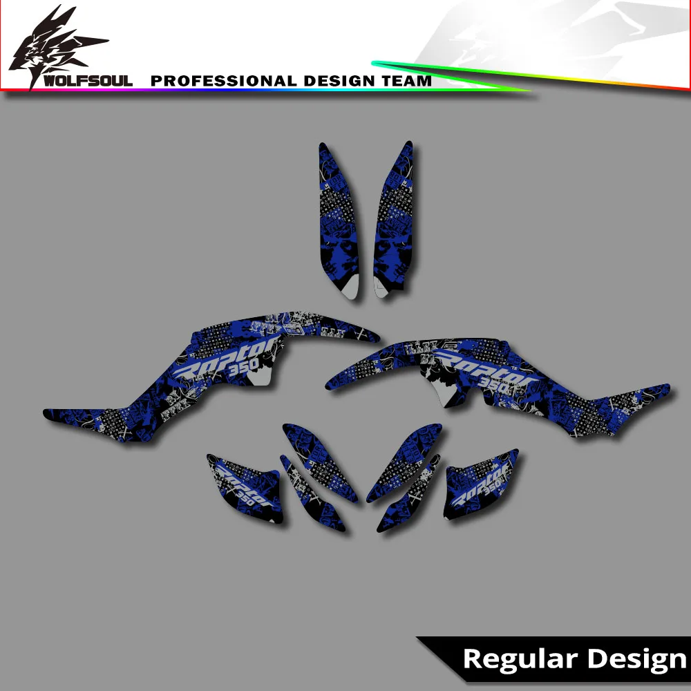 Motorcycle holographic Background Graphics Sticker Decals Kit For Yamaha RAPTOR 350 YFM350 Raptor 350 Full Set ATV Custom