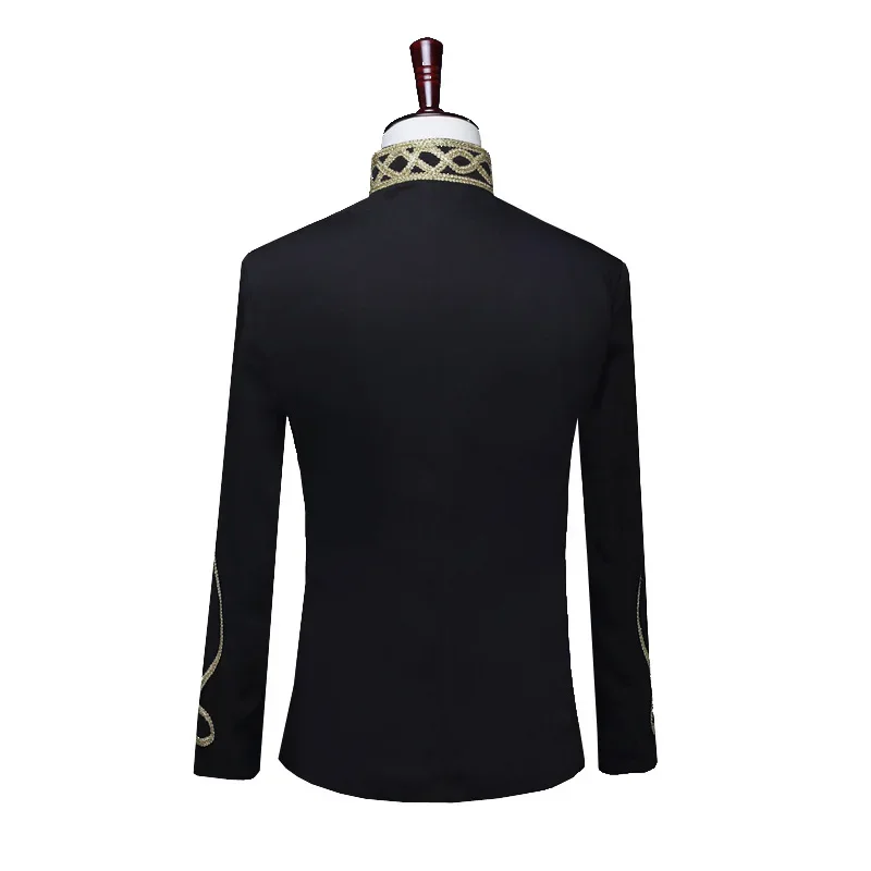 Classic Military Jacket: Faithful Reproduction of 1940s Officer's Coat with Gold Embellishments , Luxury Stand Collar Blazer
