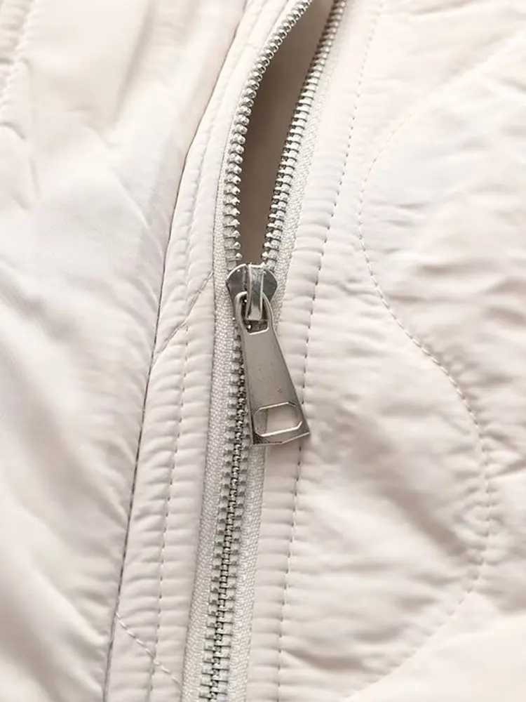 NLZGMSJ Giacca trapuntata da donna 2025 Tasche a maniche lunghe invernali Cappotto imbottito in cotone sciolto Colletto in velluto a coste Parka Capispalla Y2K