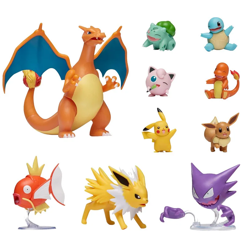 10Pcs/Set Pokemon Ultimate Battle Figures Toys Litten Charizard Haunter Jolteon Pikachu Eevee Dolls Anime Action Model Gifts