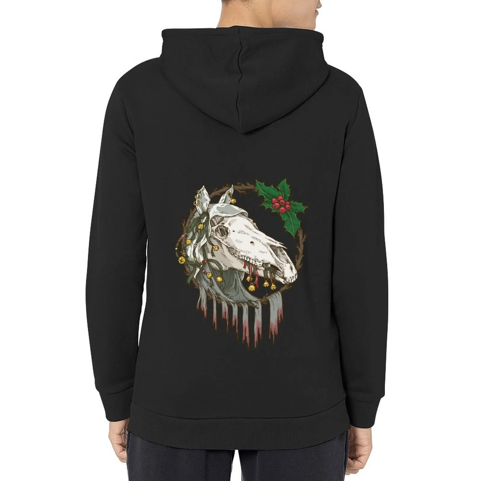 

Mari Lwyd Grey Ghost Horse Hoodie male clothes men's sweat-shirt set fashion men designer hoodies