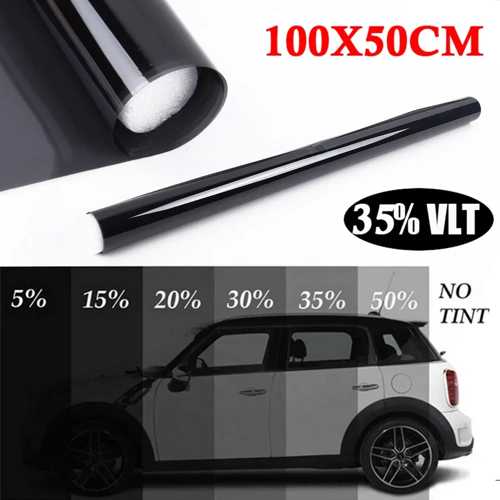 Office Window Film Black Glass Roll VLT Shade 35% House Tint Decor Sunshade 50*100cm Camper Van Vehicle UV Anti-Scratch