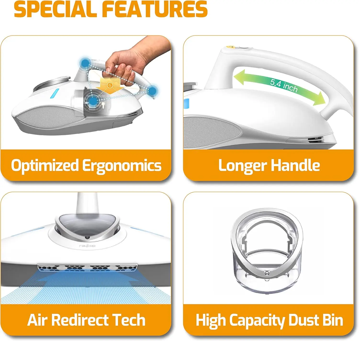 Pro Bed Vacuum Cleaner - 17Kpa Powerful Suction - Mattress Cleaner with UV Light Steamless Heat Technology for Eradica