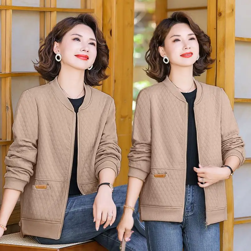 

Повседневное модное бейсбольное пальто свободного кроя для женщин среднего возраста, антивозрастная модная верхняя одежда, повседневная одежда