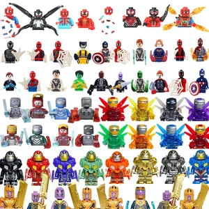 8-30 buah Marvel superhero Spider Man, Iron Man, blok bangunan rakitan mini Thanos, mainan DIY, hadiah ulang tahun anak-anak 10 legenda marvel penjualan terbaik thanos - №