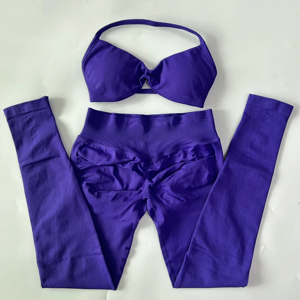 Pericic 2-teiliges Set für Damen, Trägerloses Yoga-BH-Sporttop, Workout-Leggings-Set, Nahtloses Gym-Set, Fitnesskleidung, Activewear – Detail 18