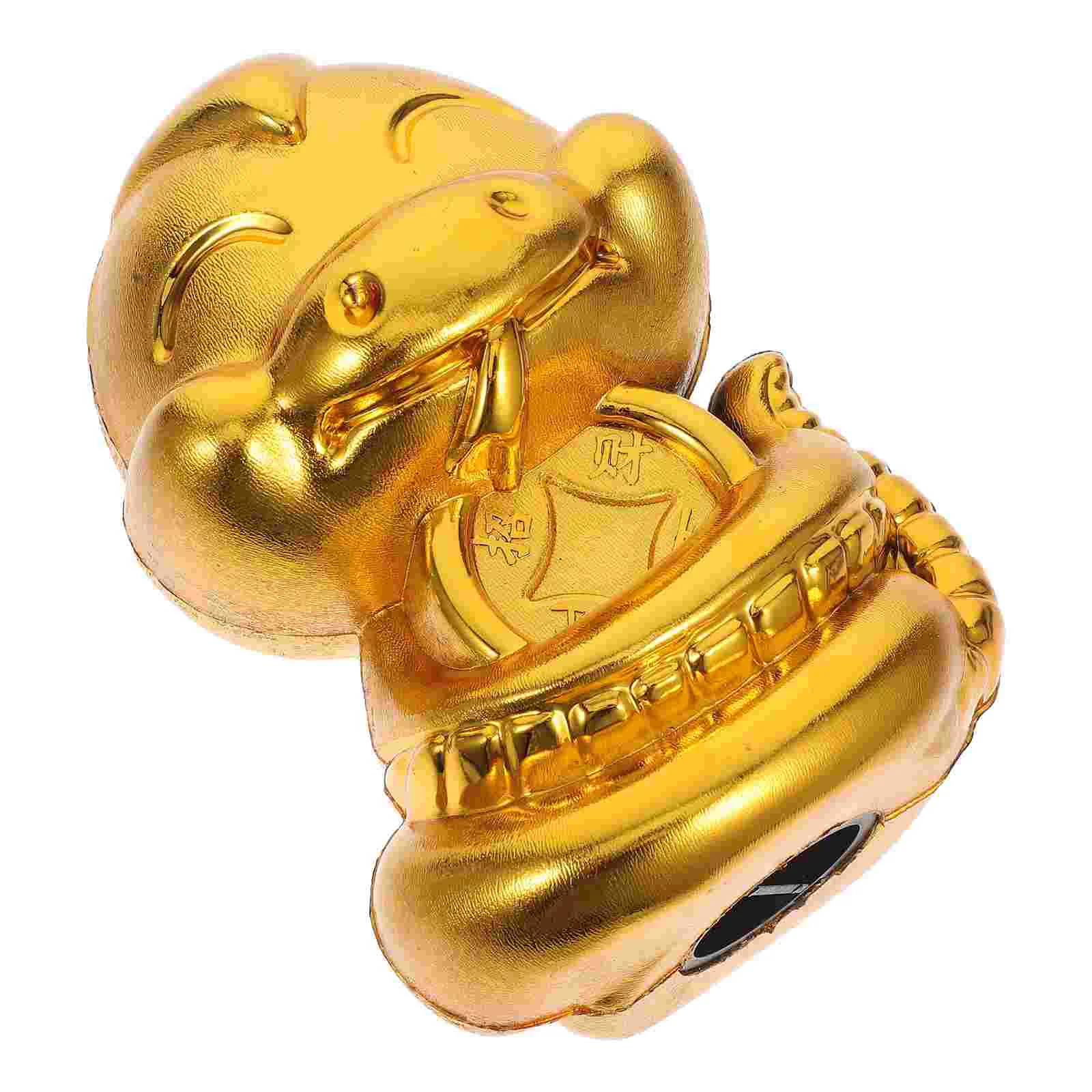 Golden Snake Piggy Bank Zodiac Coin Saver Chinese Plastic Savings Feng Shui Treasure Basin