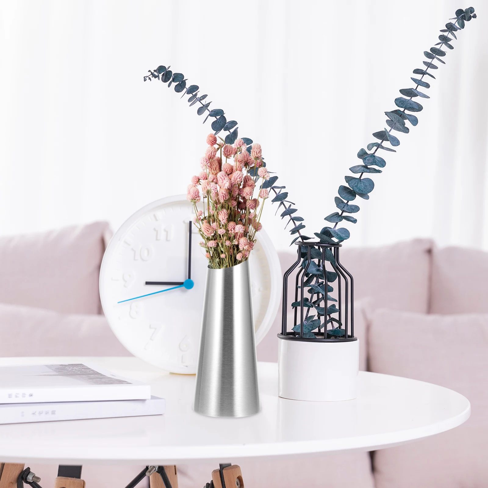 

Small Metal Flower Vase Stainless Steel Dried Container Home Office Decor Reliable Arrangement Modern Style Fits Well