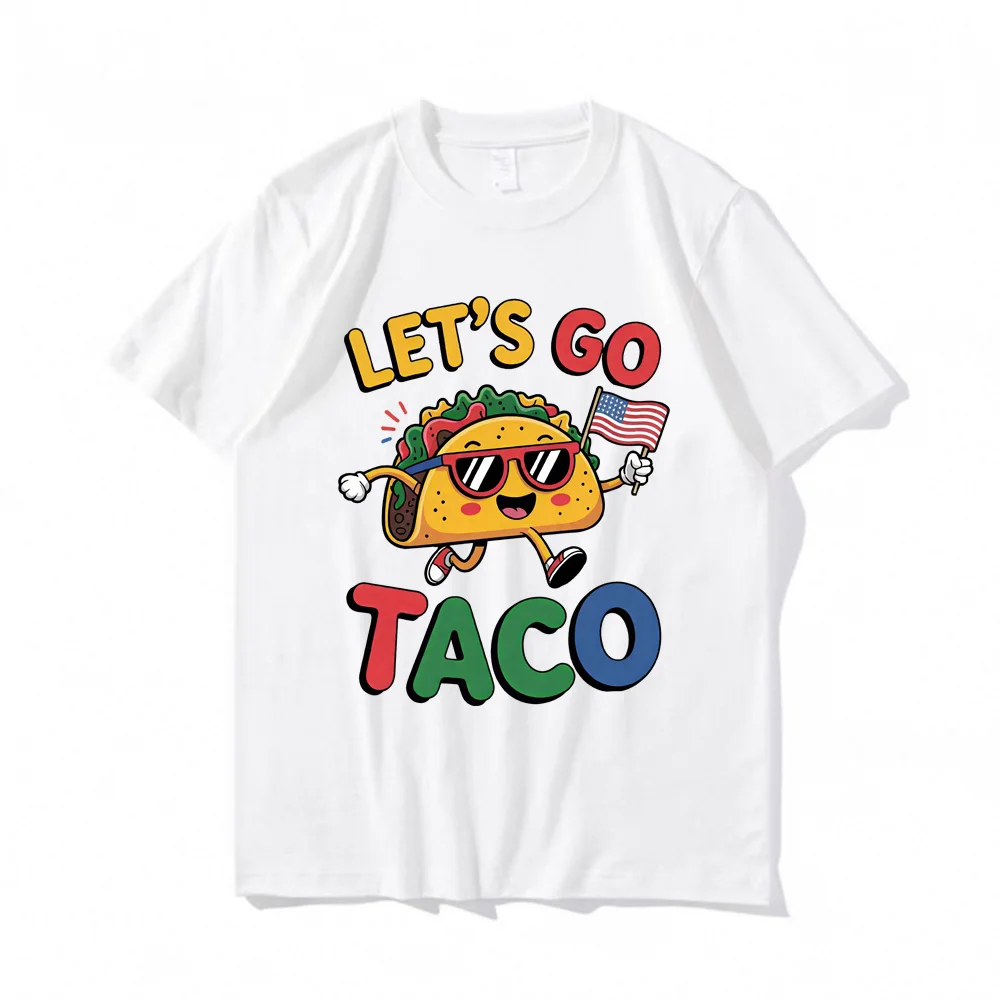 

Lets Go Taco T Shirts Anime Print Kawaii 100% Cotton Tee-shirt Graphic Printing Cartoon Comic Camiseta Hombre O-neck Casual Tees
