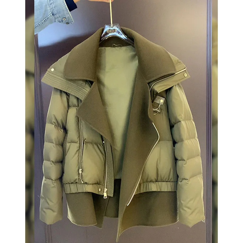 Premium ort een down Jaet feminino inverno mistura de lã branca du pena outerwear commute sle versão coreana