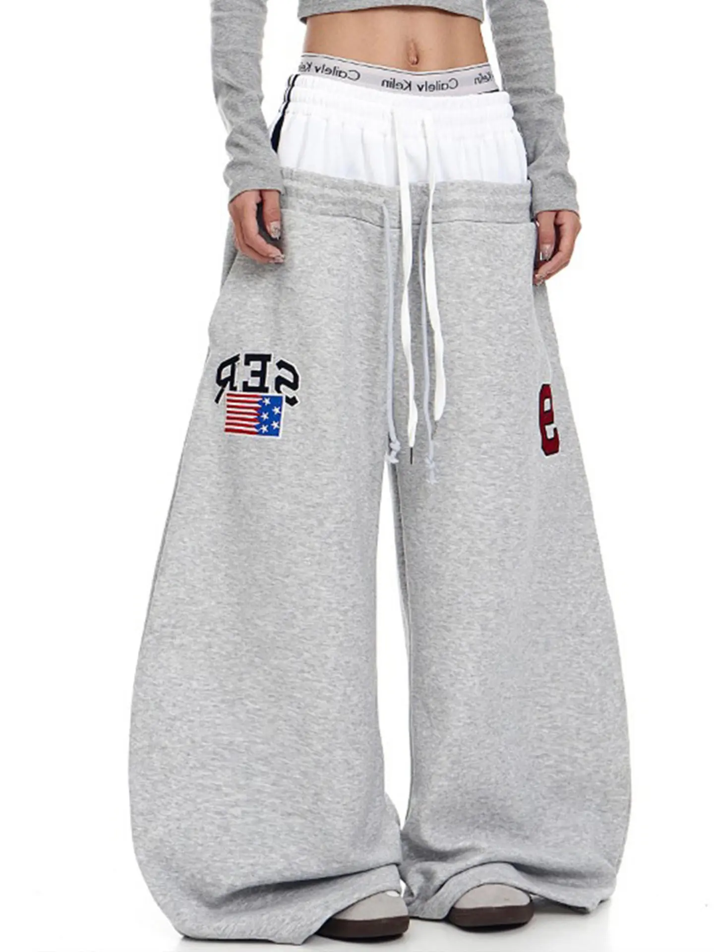 Women's Grey Baggy Sweatpants Y2k Pants Harajuku Jazz Dance Pants Japanese 2000s Style Vintage Oversize Trousers Clothes 2026