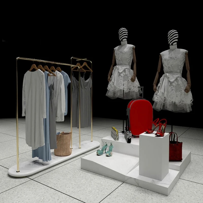 custom，Customized Boutique Metal Clothing Display Rack and Stand Retail Garment Store Showroom Furniture