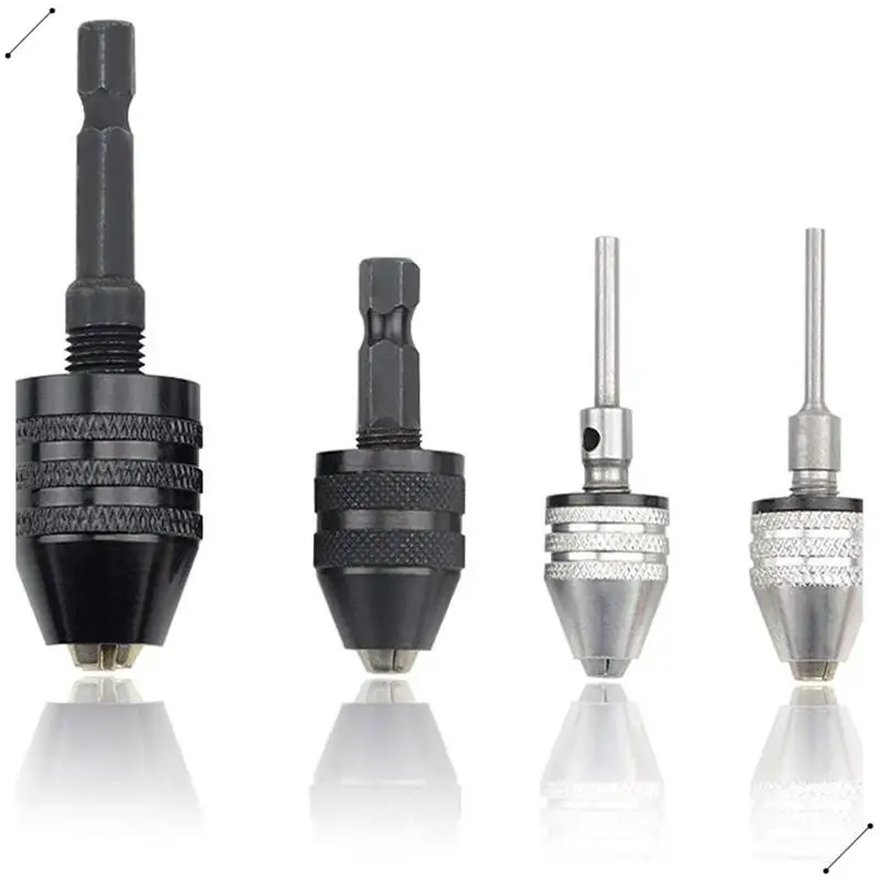 4PCS Drill Chuck Quick Change Adapter Mini 3-Jaw Drill Chuck Screwdriver Adapter Electric Drill Conversion Chuck Set