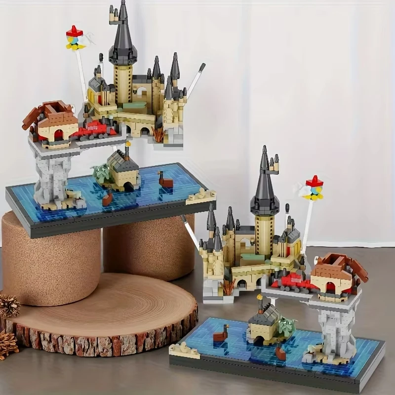 

Волшебный плавающий замок JAKI, мини-конструктор, 1256 деталей, креативный 3D-декор для рабочего стола, модель MOC для украшения дома, подарок для детей