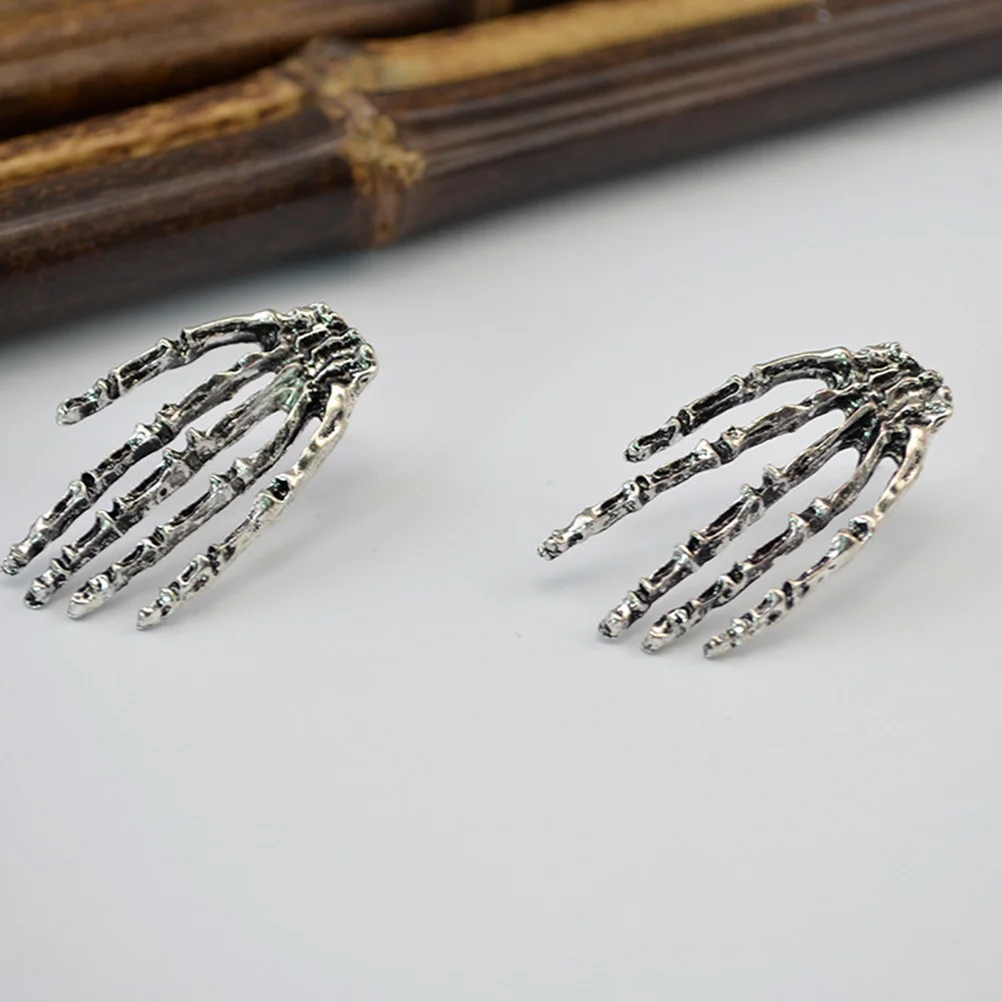 

1Pair Halloween Palm Bone Earrings Retro Exaggerated Dangler Punk Jewelry Decor for Women Stylish Fashion Accessory