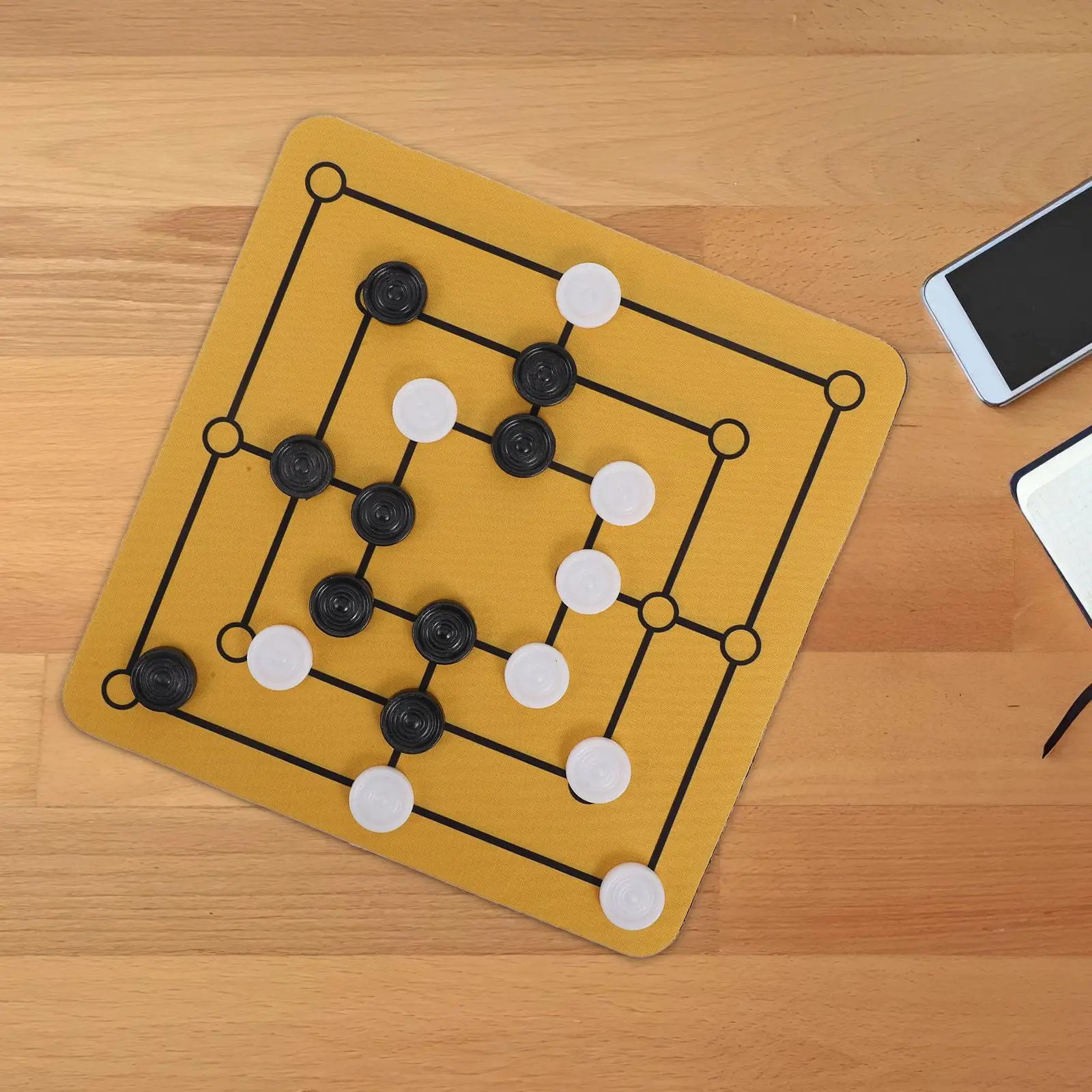 1 مجموعة المحمولة تسعة رجل موريس الشطرنج مجلس لعبة استراتيجية لعبة للأسرة متعة ألعاب الطاولة جمع سطح المكتب ألواح الشطرنج الطرف