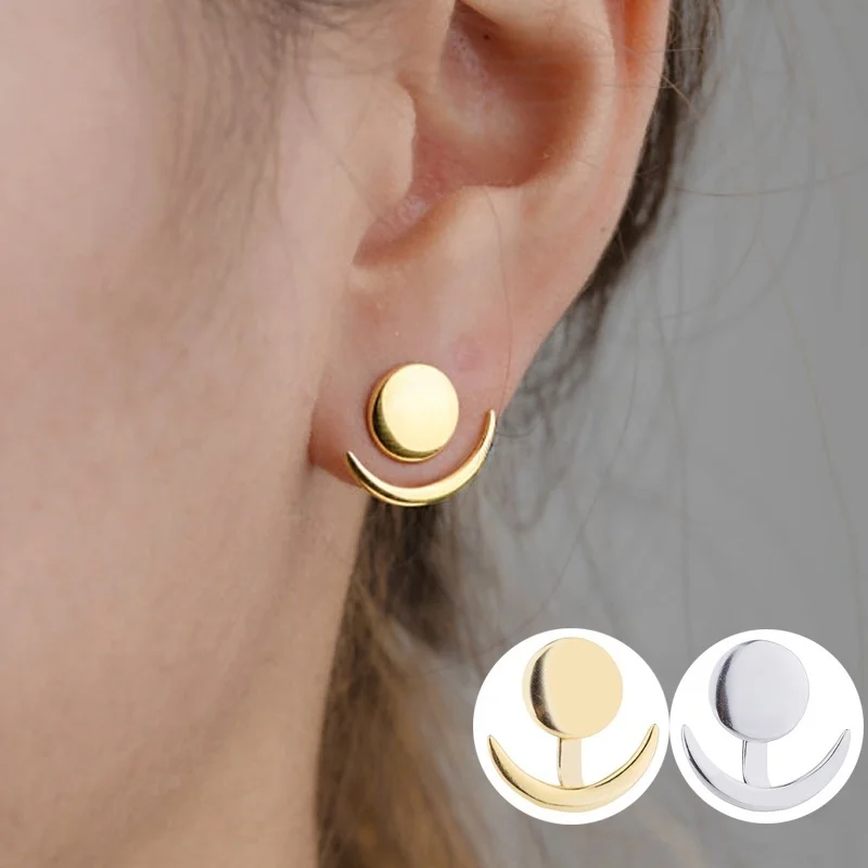 Korean Fashion Crescent Moon Earrings for Women Ear Studs Vintage Gold Silver Color Stud Earring Jewelry Gift Pendientes Mujer