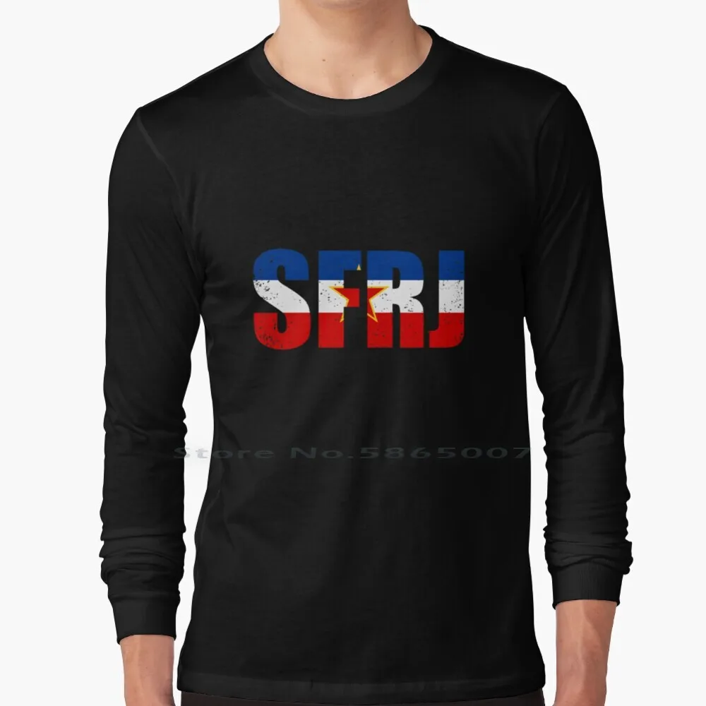 Sfrj Yugoslavia Tito 100% Cotton Long Sleeve T Shirt Balkans Hrvatska Srbija Bosna Yugoslavia Jugoslavija Sfrj Serbia Jebiga