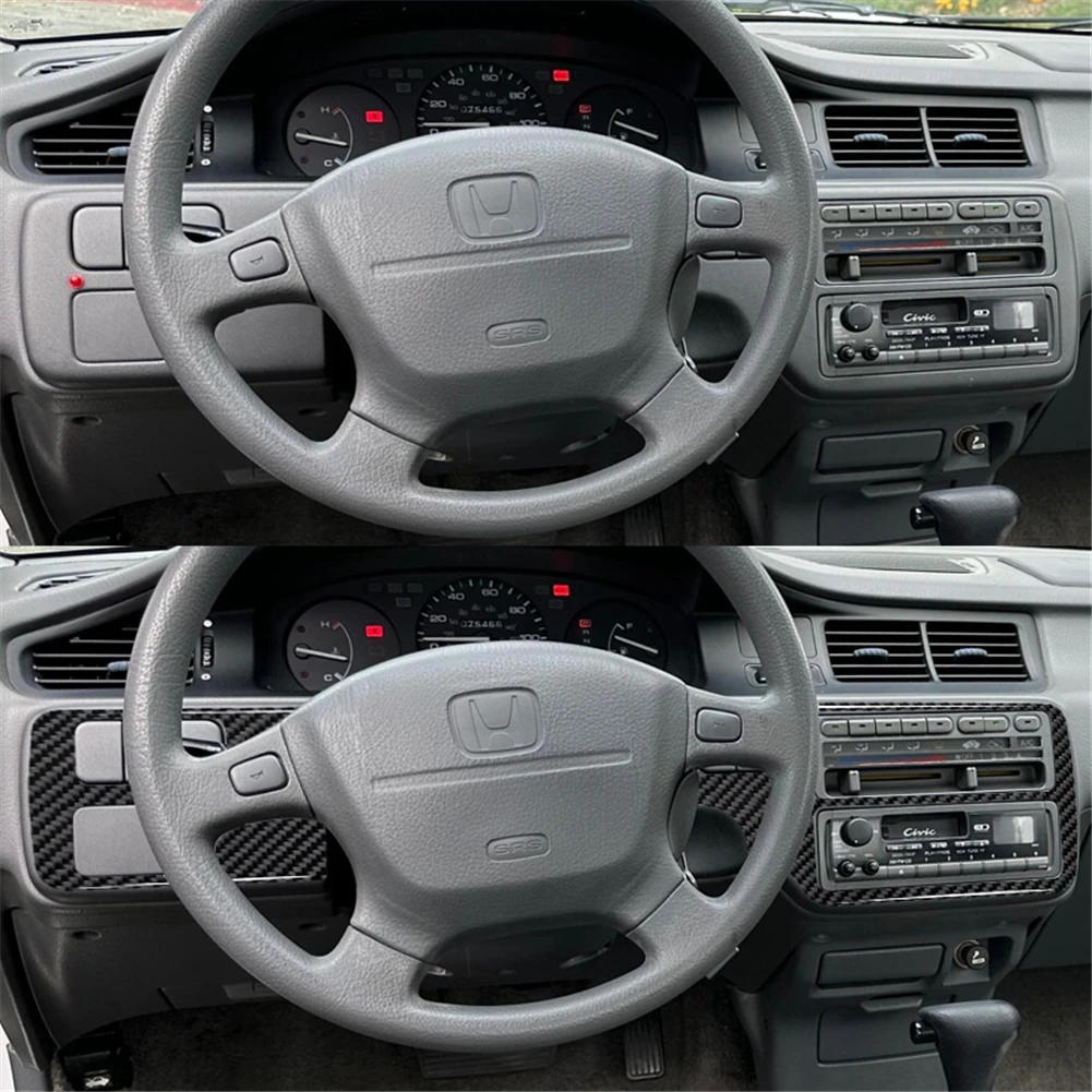 Carbon Fiber Car Stickers For Honda Civic 1992 -1995 Speedometer Decorative Cover Trim Interior Mouldings Accessories