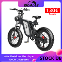 EU STOCK GUNAI 1000W Electric Bikes 20Inch Off-Road Fat Tire Adult 7 speed 48V 25Ah Battery Mountain Electric Bicycle Motorcycle