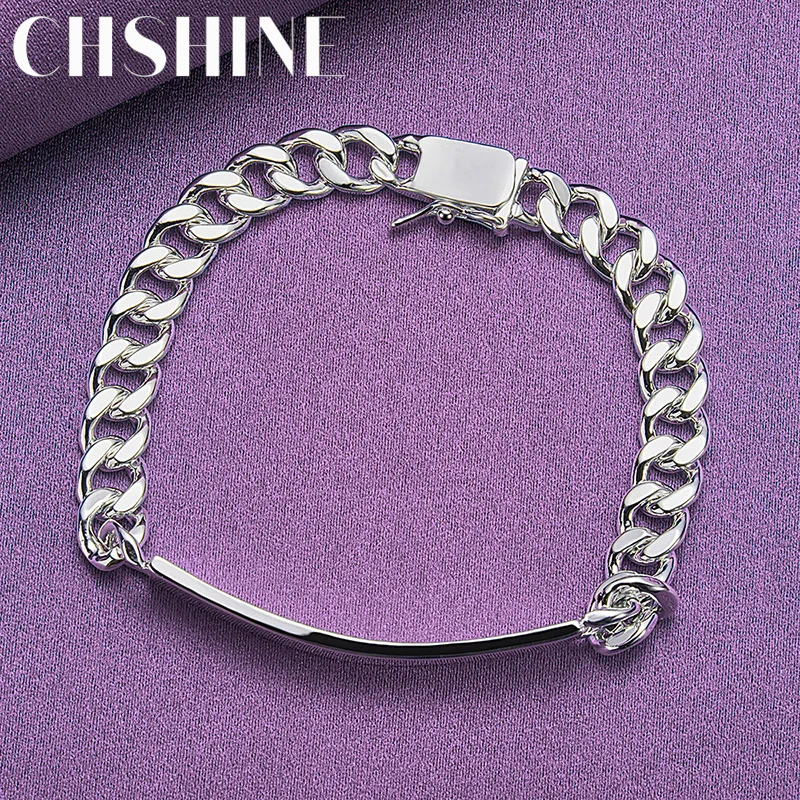 CHSHINE 925 Sterling Silver Smooth Brand 8mm Side Chain Bracelet For Women Fashion Charm Jewelry