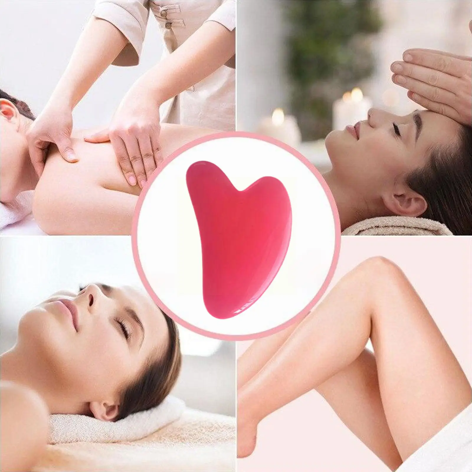 Resin Scraping Sheet Heart Shape Natural Board Massage Tools 4 Color Face Neck Scraper Massager Eye SPA O7Q9