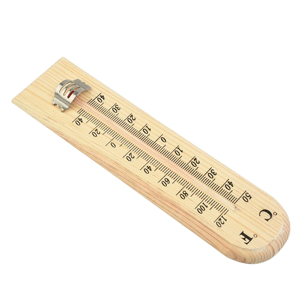 Practical Wall Thermometer 200mm Beech Garage Garden Greenhouse Home Indoor Kitchen Tools 1* Outdoor Temperature