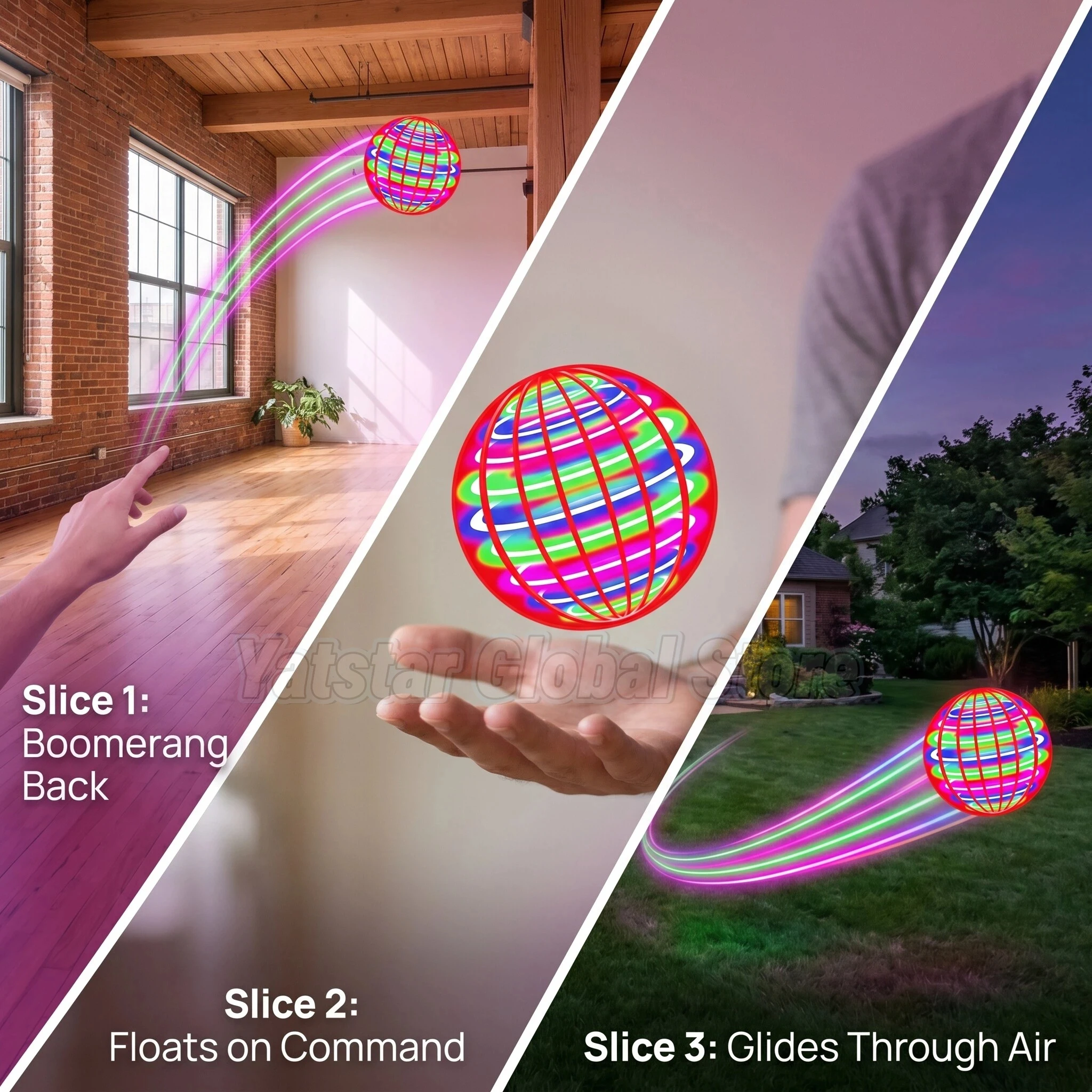 Glowing Smart Sensor Floating Ball - Magic Boomerang Flying Toys, Outdoor Sports Interactive Plaything for Adults Teens & Fun view 5