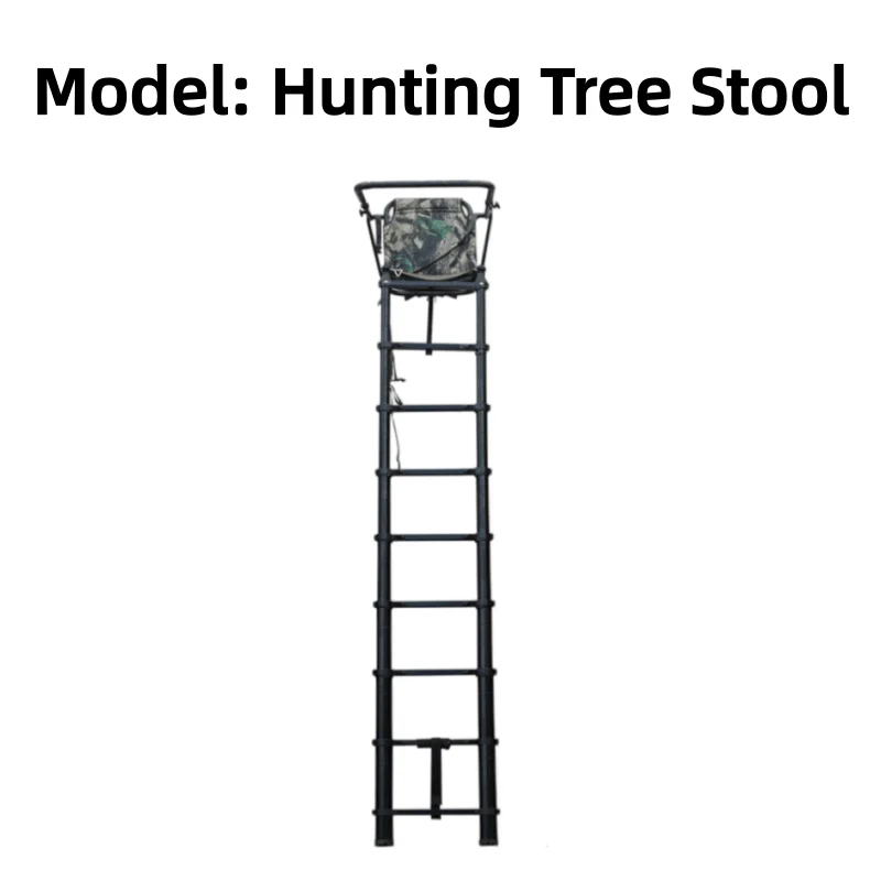 Ladder Tree Stand for Hunting Portable Steel Tree Ladder Stand with Camouflage Seat Safety Harness