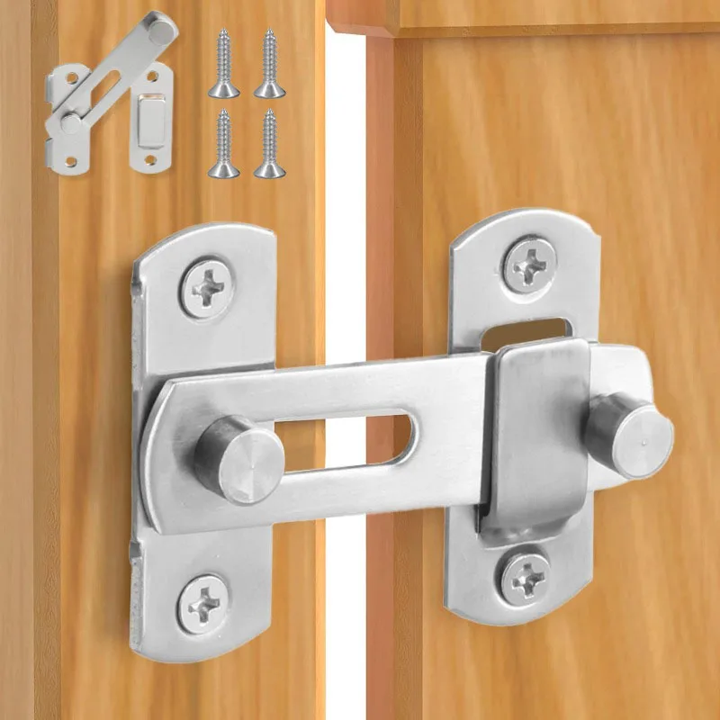 Sliding Barn Door Latch Sliding Stainless Steel Sliding Barn Door Lock Multi-purpose Child Safety Lock 180° Flat Door Buckle