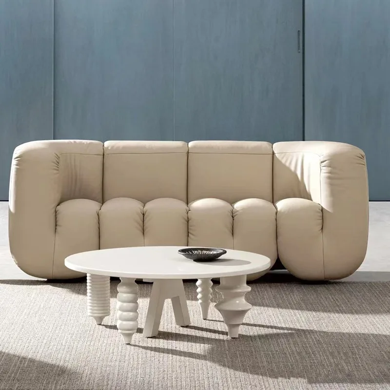 Italian designer bed and breakfast, retro black leather sofa