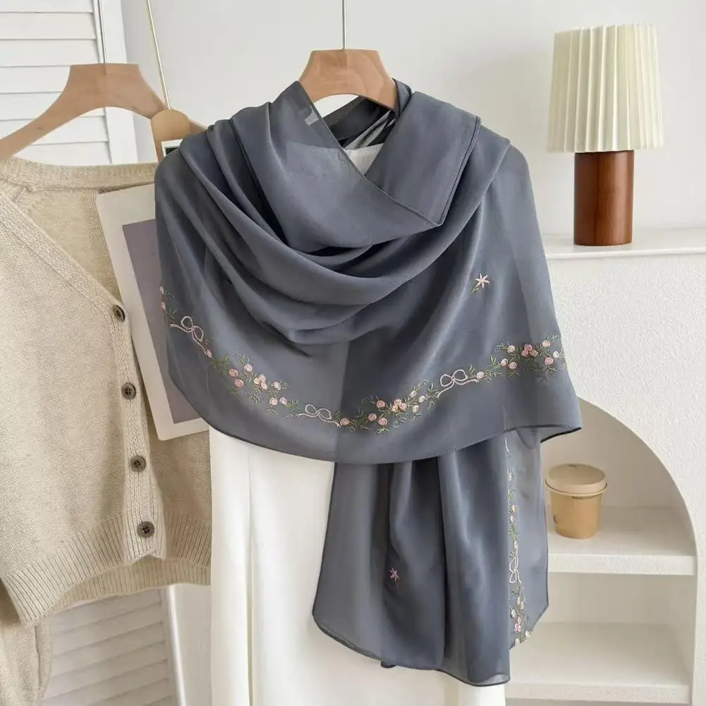 刺繍入り女性ヘッドスカーフボヘミアスタイル刺繍花柄日焼け止めショール通勤用帯電防止ターバンヘアラップ