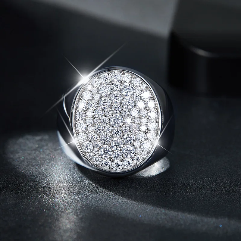 SONGYUN Moissanite Diamond Jewelry Men's Hip Hop Luxury Full Paved D Color VVS Moissanite Ring Passes Diamond Tester S925 Silver