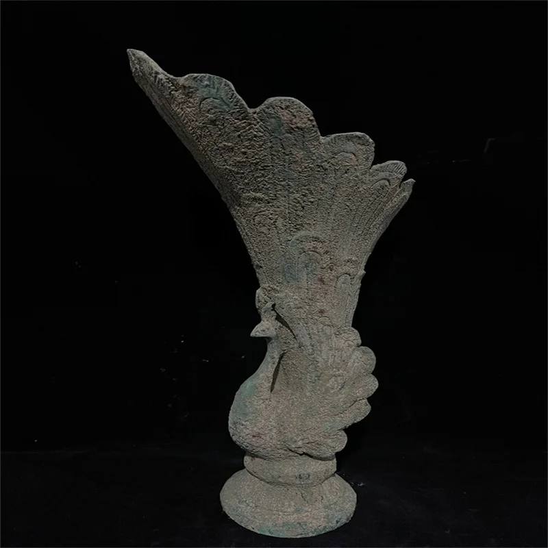 Collectibles Old Bronze Statue Of Chinese Fortune Bronze Unearthed Rusty Phoenix Cup Rare