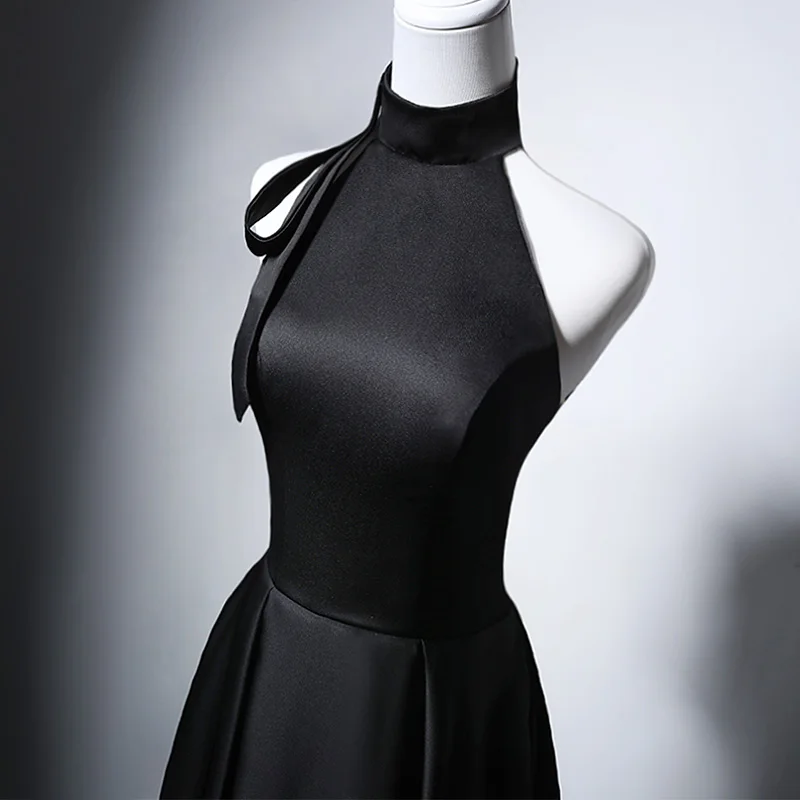 Ele Bla Abito da sera in morbida seta Ne Hanging Sle Gonna lunga a trapezio per spettacoli di conferenze di compleanno