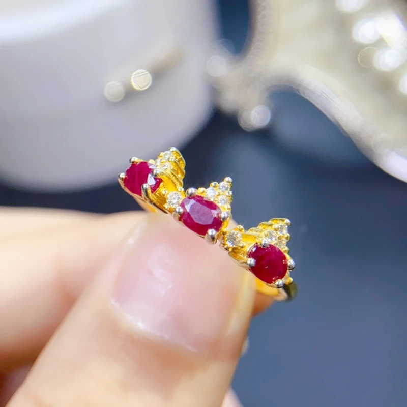 Natural Ruby Rings for women silver 925 jewelry luxury gem stones 18k gold plated free shiping items