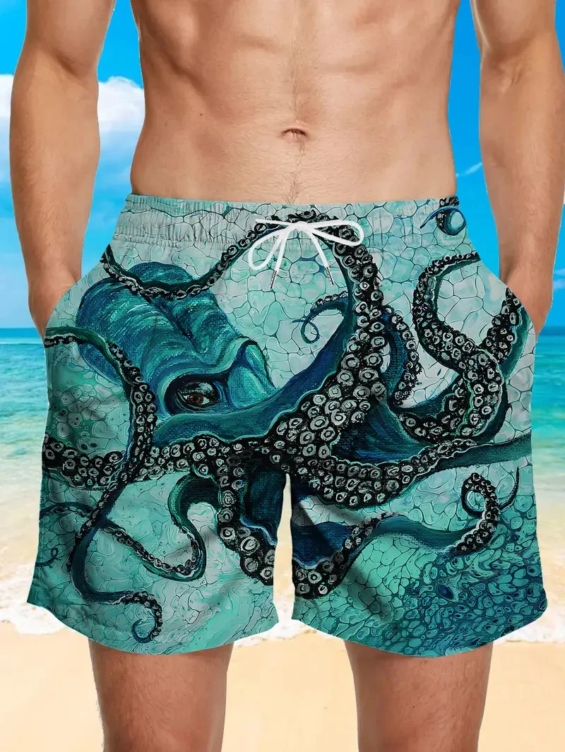 

Новые мужские шорты с 3D принтом морских животных, щупальца, графические плавки для мужчин и женщин, пляжные шорты, летние повседневные спортивные шорты