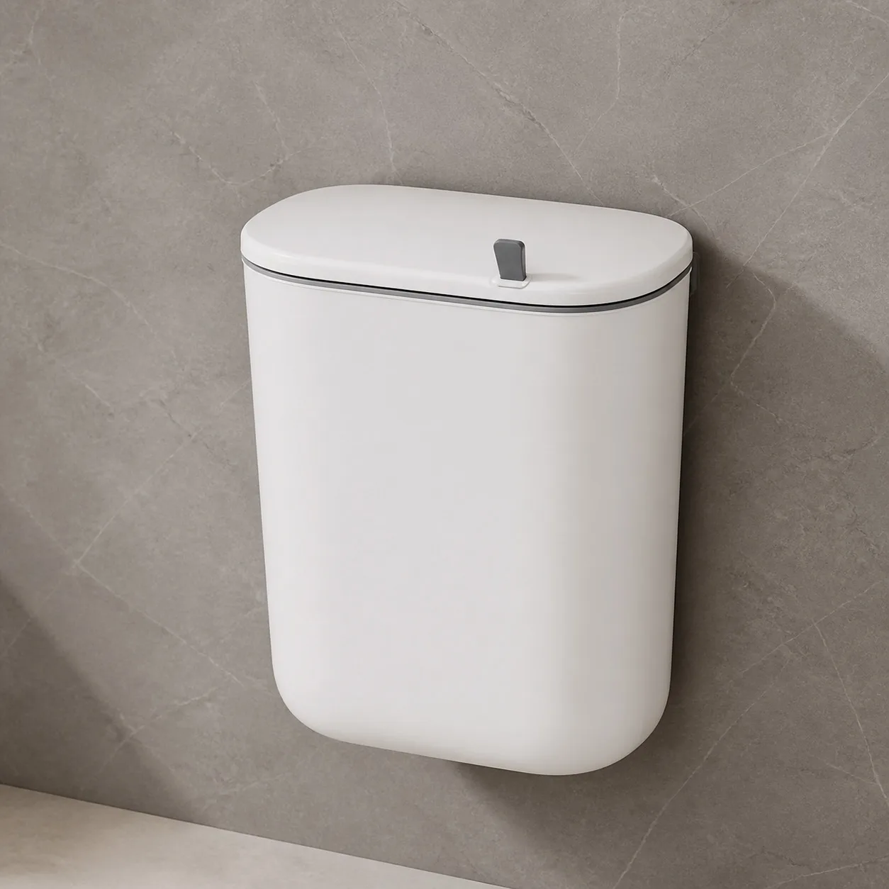 Wall Mount Trash Bin White Lidded 7L 9L Hanging Cabinet Door Thickened Plastic Kitchen Bathroom Space Saving Home Waste Basket